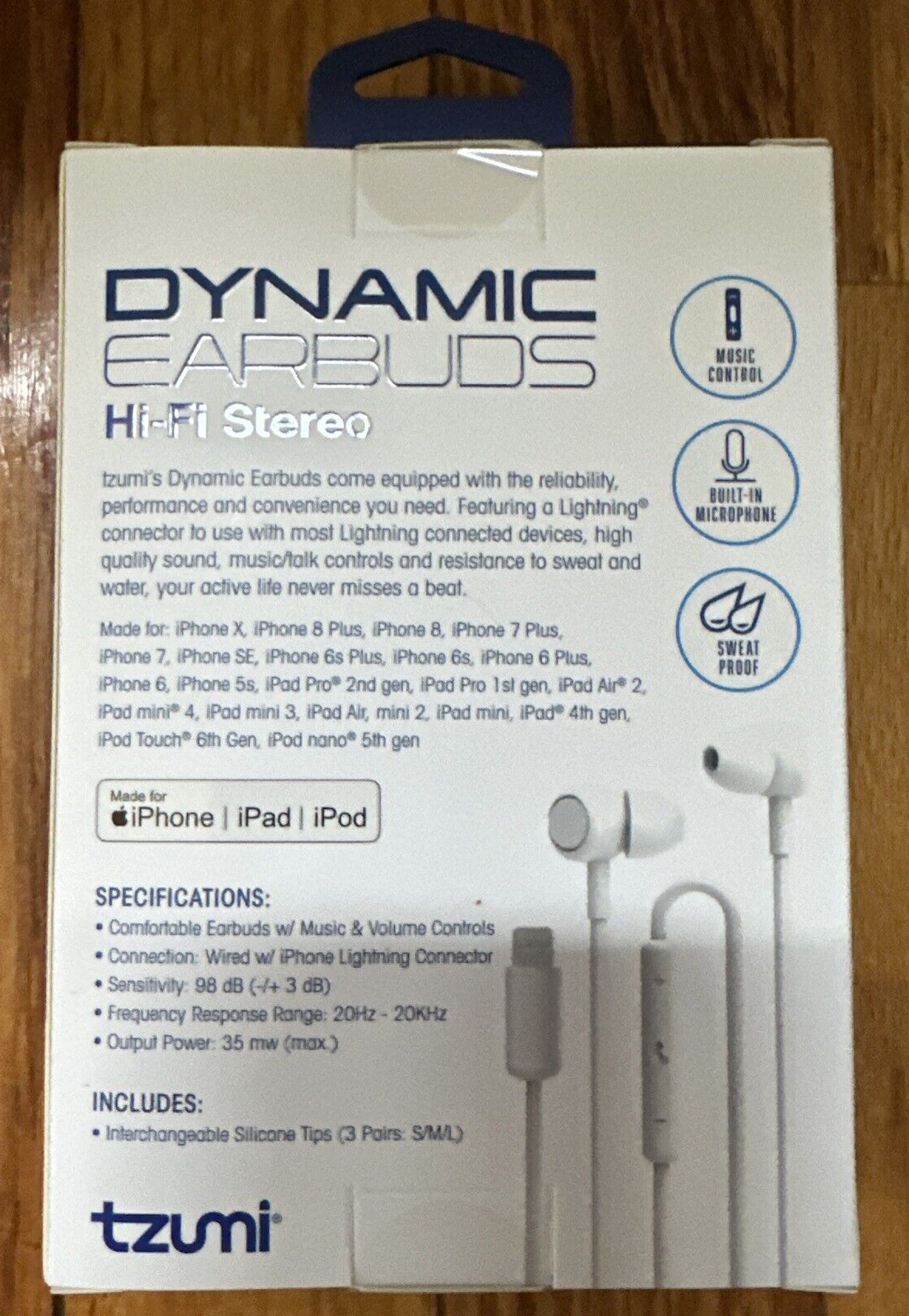 Tzumi Dynamic Hi-Fi Stereo Earbuds for Apple iPod iPad iPhone White