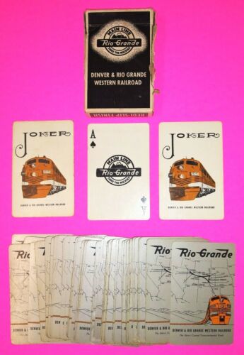 Playing cards DENVER RIO GRANDE WESTERN RAILROAD complete deck jokers map 1930s
