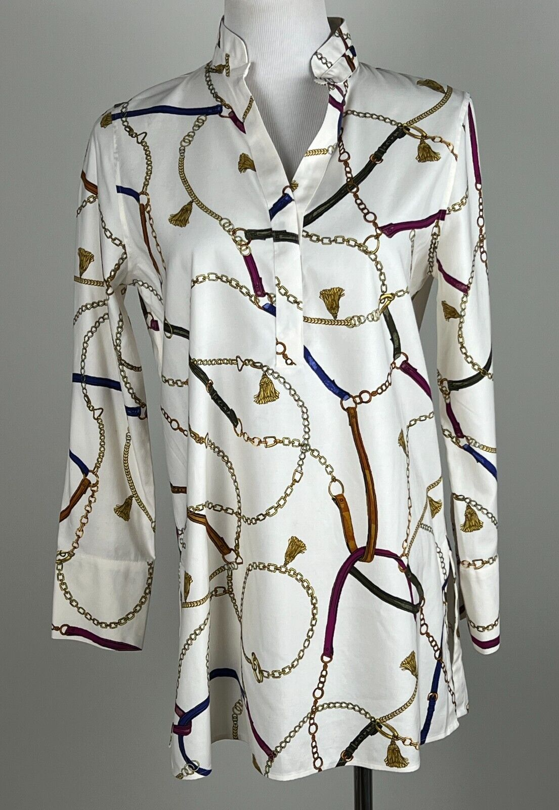 NWT* CHICO'S L/S 'No Iron Chic Stretch Tunic - Gilded Bridle