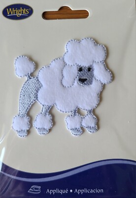 New Wrights Applique Iron on Patch Dog Poodle Sewing Crafting Quilting Notion