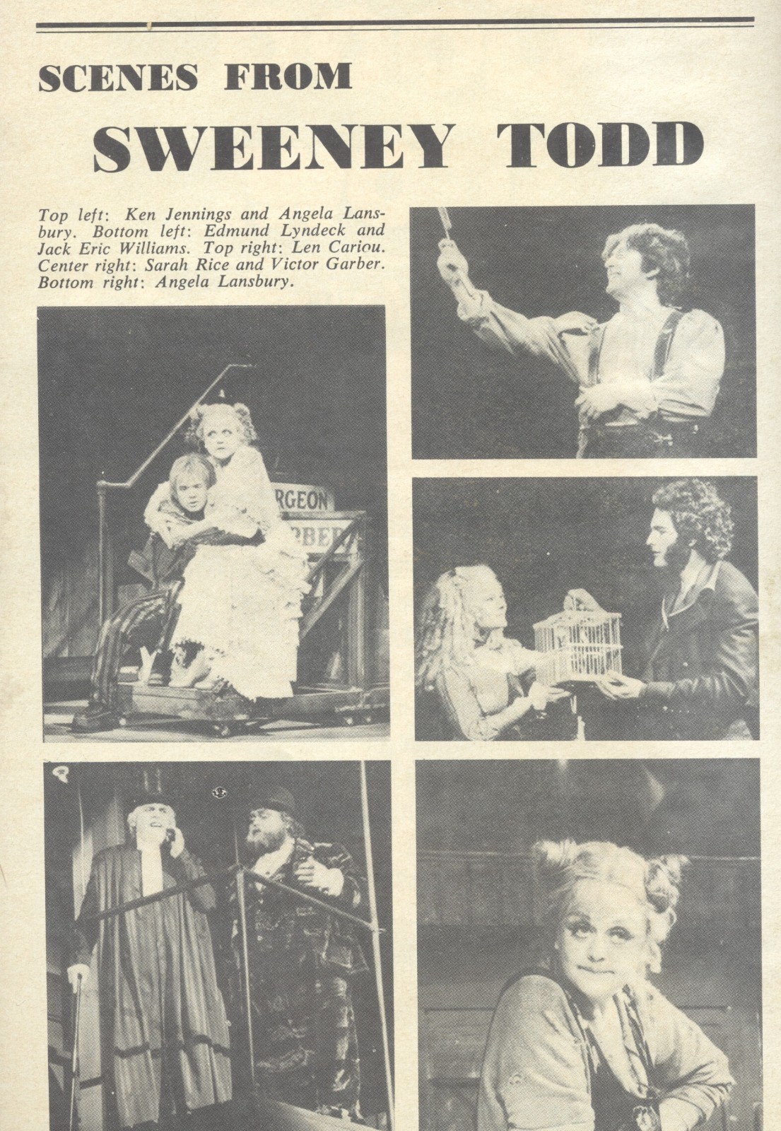 1979 Opening Night SWEENEY TODD ~ Lansbury, Cariou, Garber. Lyndeck, Sondheim