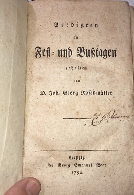 Predigten an Fest-Und Bubtagen gehalten von D. Joh. Georg Rofenmuller 1792