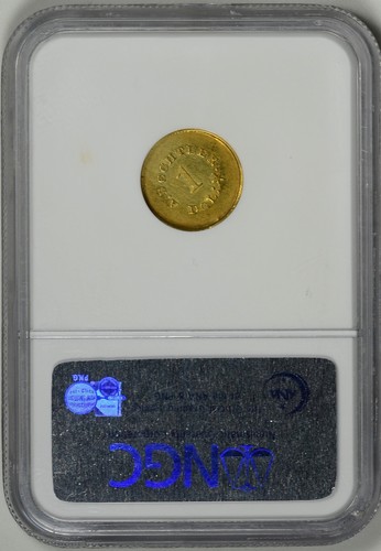 A. Bechtler $1 Gold NGC MS62 * CAROLINA GOLD * 27 Gr, 21C * K-24 * #1871549-007