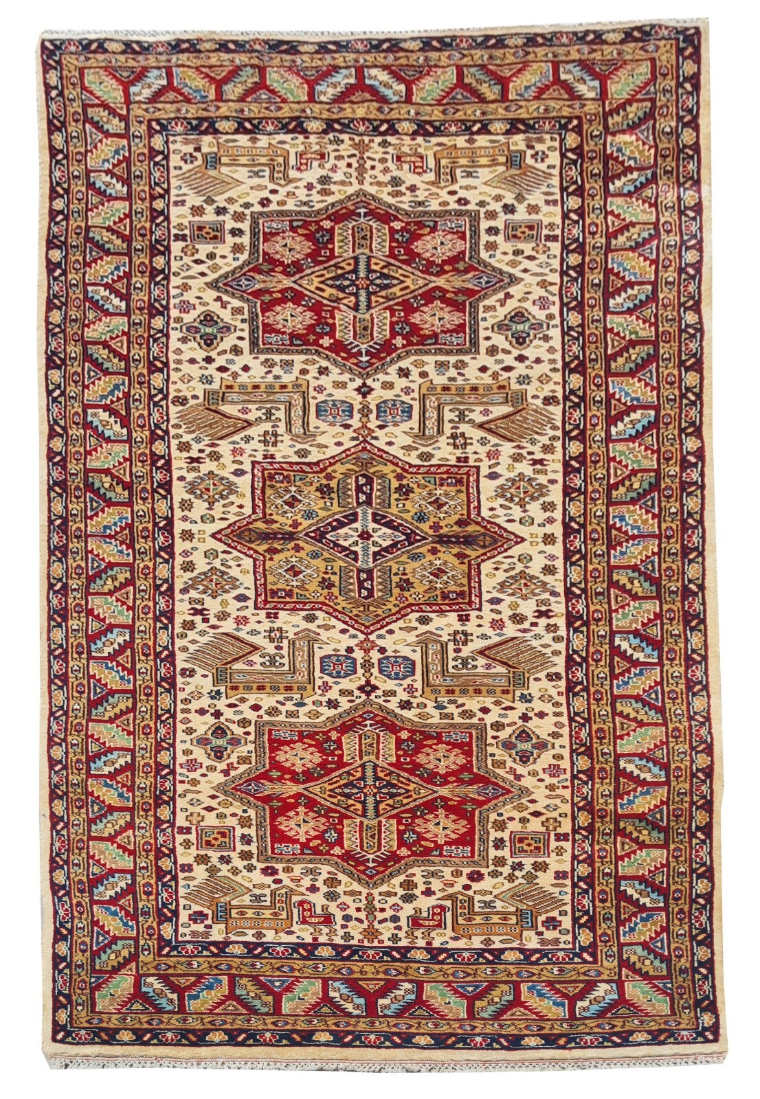 【Vintage】Hand Knit Rug 170×100 Amazing Hand Knotted Vintage Jaipuri Wool Area Rug 6.10 x