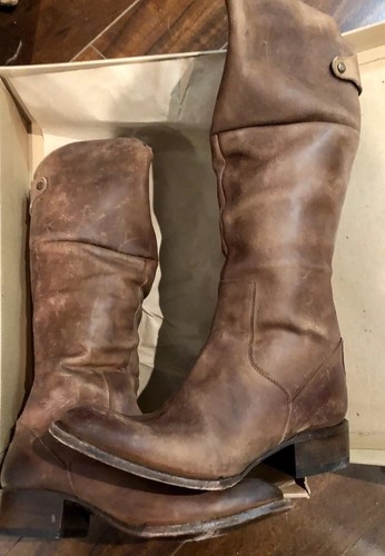 Pre-owned Freebird By Steven Stable Leather Distressed Tall Boots Size 10 $350 Tan In Brown