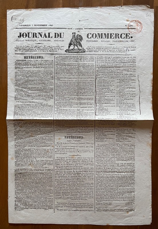 â Revolution 1830 Journal Avec Liste Des PersonnalitÃ©S Ã  ArrÃªTer Juillet 1830