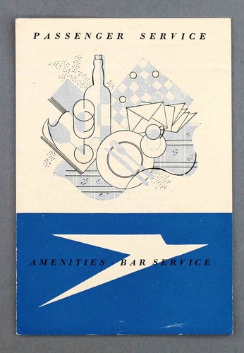 BOAC PASSENGER AMENITIES BAR SERVICE VINTAGE AIRLINE MENU B.O.A.C. 1951