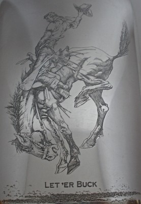 OUTSTANDING COWBOY RODEO STERLING 14K TRAPSHOOTING TROPHY FLASK BY KERR C. 1927