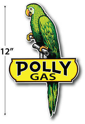 LEFT FACING 12'' POLLY GASOLINE LUBSTER PROJECT DECAL GAS OIL CAN PUMP STICKER