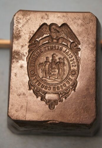 Antique SPECIAL DEPUTY SHERIFF 11 Lb Steel Stamping Die HUDSON COUNTY NY  JN30
