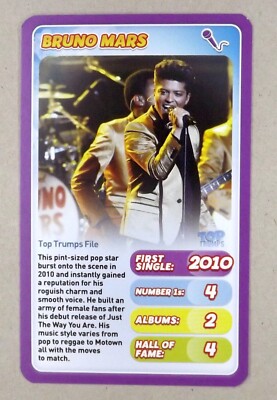 1 x info card Pop Star Bruno Mars  2015   Q18