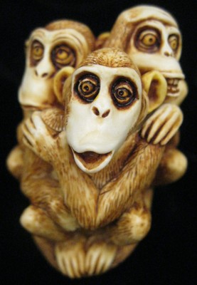 HARMONY KINGDOM  TJMO INSIDE JOKE 1994 MONKEYS TRINKET BOX  3 MONKEYS NEW  #1