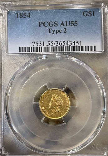 1854 $1 Gold Type 2 AU55 PCGS | eBay