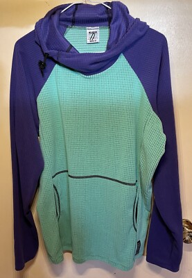Melanzana Micro Grid V2 Hoodie Men s Medium Seafoam Green/ Grape Purple