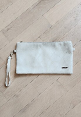 Mango White Vegan Leather Wristlet/Clutch