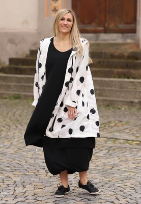 ELLI ELLI - LAGENLOOK SOMMER MANTEL GR 44 46 48 50 52 54 - WEISS SCHWARZ