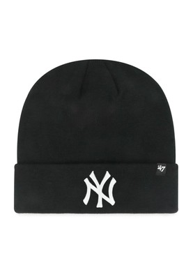 NY Yankees Black Cuffed Beanie Hat 47 Brand Knit Cap for Winter Sports Fans