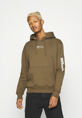 Alpha Industries Organics EMB Hoodie Мужская коричневая спортивная толстовка с капюшоном Top