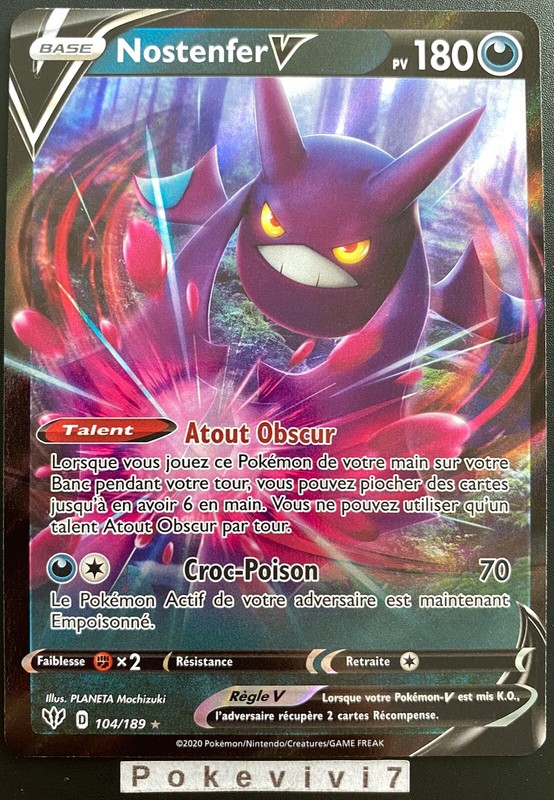 Carte Pokemon Nostenfer V 104/189 Ultra Rare V EpÃ©E Et Bouclier 3 Eb03 Fr Neuf