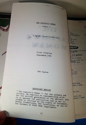 3 The Captain's Woman Star Trek Fanzine  # 1 - # 3