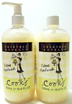 Crabtree & Evelyn COOK'S Citrus Hand Wash, 16.9 fl. oz/500 mL, NEW x 2
