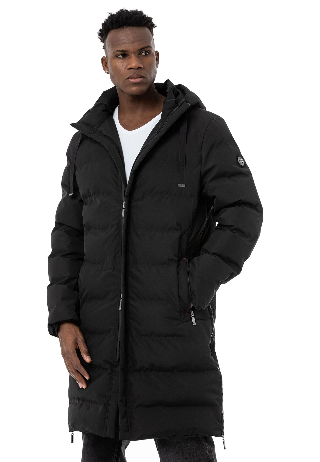 Langer Gesteppter Mantel Für Damen, Mit Kapuze, Lange Ärmel