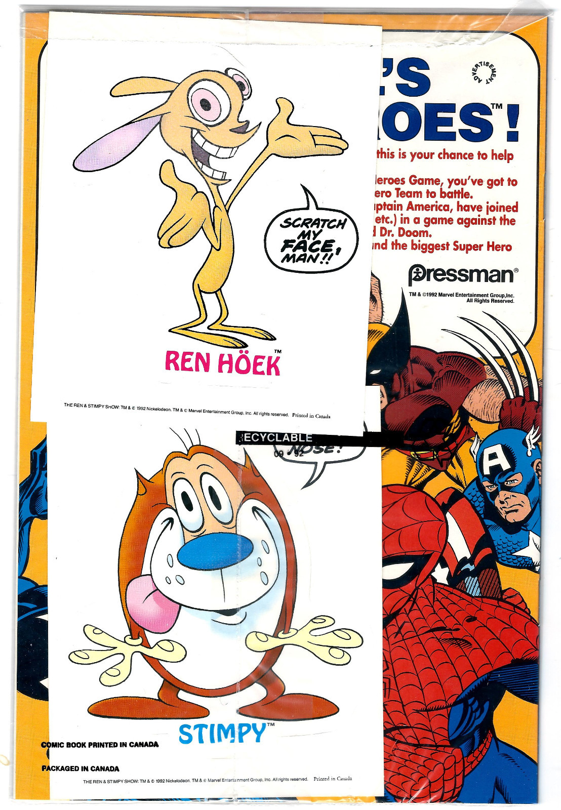 1992, Ren & Stimpy Show #1,-(2) Sticker's Included; Marvel Comics, NM/M. B&B