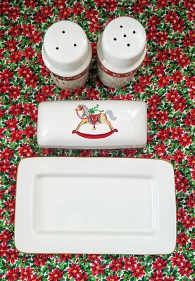 VTG Charlton Hall Covered Butter Dish Salt Pepper Shakers Kobe Japan Set NEW