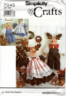 CHOICE: SIMPLICITY Craft STUFFIES DOLLS Sewing Patterns Frog Cow Bunny Dog Bear