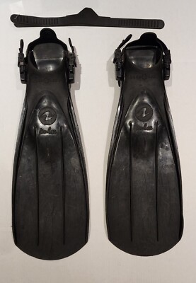 Aqua Lung Deep Sea Pulse Scuba Diving Swim Fins Open Heel Black Sz Large