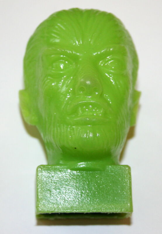 Vintage Plastic Pencil Sharpener Wolfman Monster Figure Green 1960s Nos New