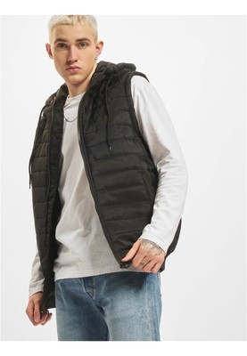 Adjustable Hood Quilted Front-Zip Vest Autumn Winter Warming Man