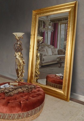 110'' XL Gold  Metal Rectangular Glass Modern Beveled Wall Vanity Floor Mirror