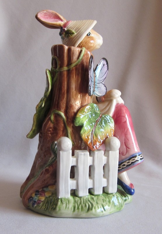 Female Figurine Candlestick Fitz & Floyd Old World Rabbits Pattern
