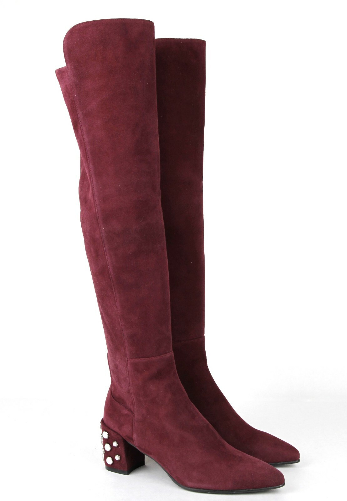 Pre-owned Stuart Weitzman $825  Allwaypearl Bordeaux Suede Knee High Boot In Red