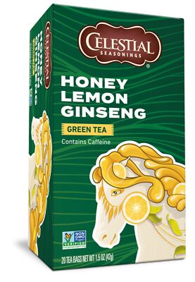 Celestial Seasonings Зеленый чай с медом и лимоном и женьшенем 20 пакетиков