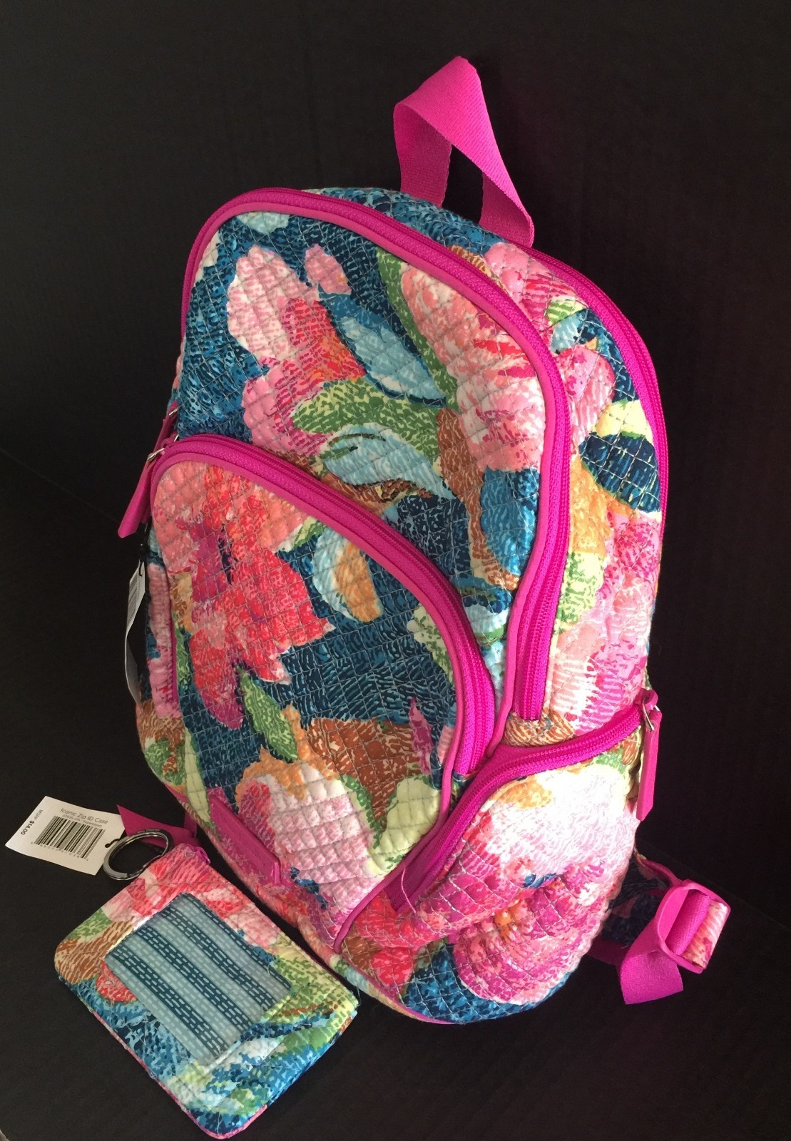 Vera Bradley Hadley Small Backpack & Iconic Zip ID Case, Superbloom, NEW
