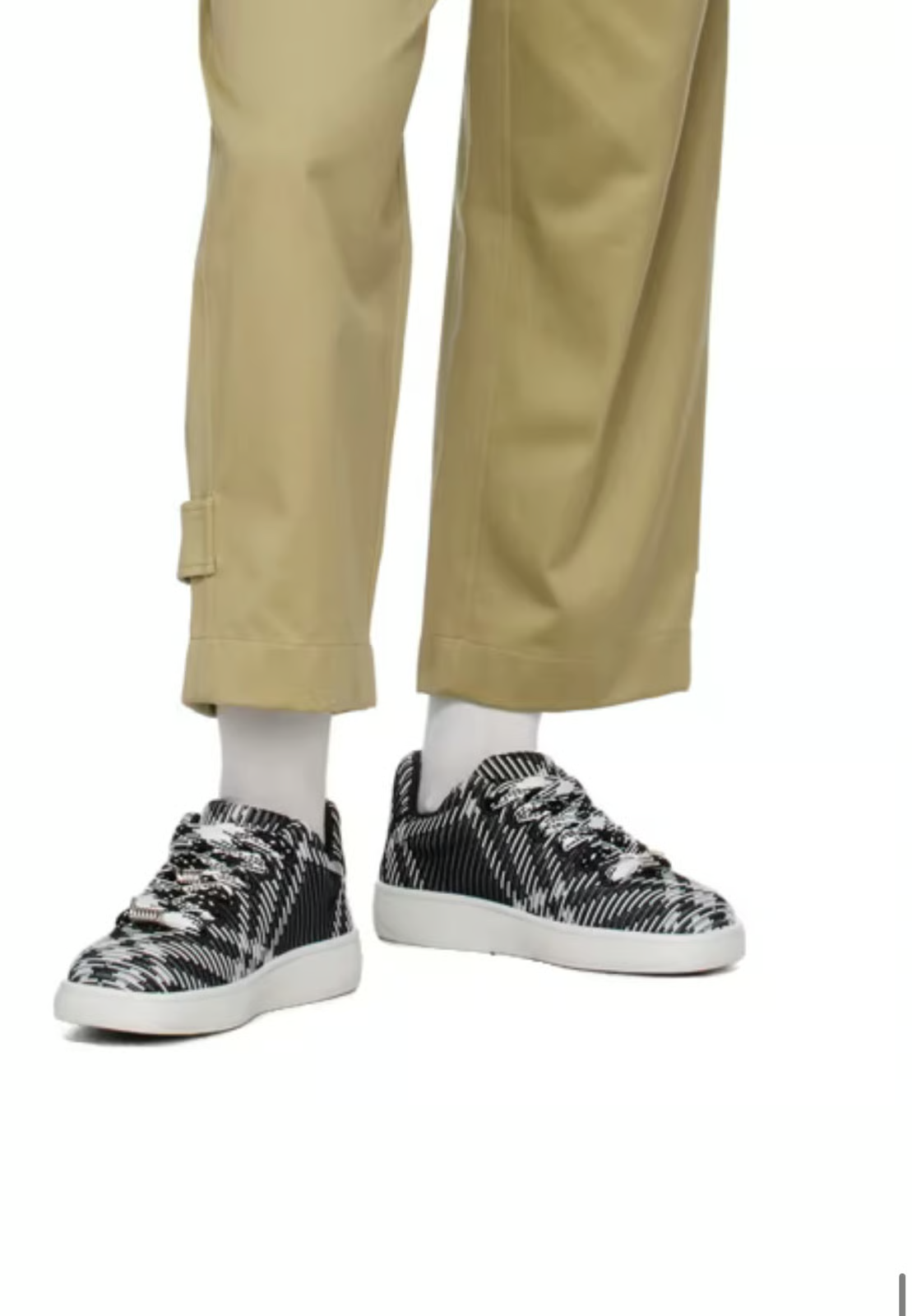 Burberry Check Knit Low Top Sneakers Men's 43/10US Black/White Lace Up Closure - Picture 1 of 17