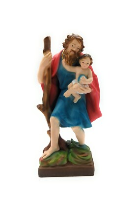Statue St.Martin Christopher 7 7/8in Powdered Of Marmo. Saint Christopher Statue