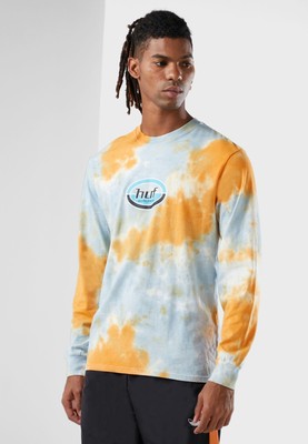 

Мужская футболка HUF Ellipse Logo LS Lifestyle Светло-синий/желтый, Light blue, HUF Ellipse Logo LS Lifestyle T-Shirt