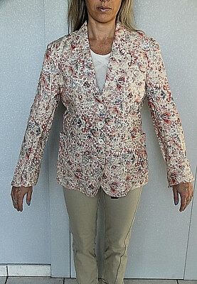 Pre-owned High Use Nice Jacket Floral In Ramie  Ex Girbaud T 38 Fr 42i 36d Val In White