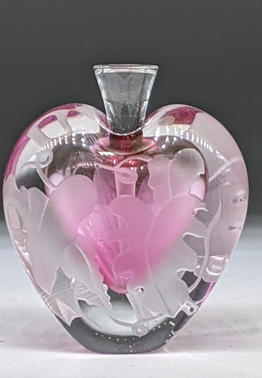 Etched Parrot Heart shape Perfume Bottle Phyllis Polito