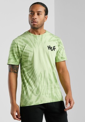 

HUF Haze Brush Tie Dye футболка мужская лаймово-черная спортивная повседневная футболка, Зеленый, HUF Haze Brush Tie Dye T-Shirt
