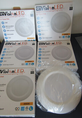 Lot of 5 ENVISION LED Lighting 1000 Lumens 6'' Cusp Disk LED-CDSK-6-15W-30K NEW
