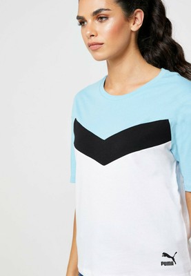 

Футболка Puma XTG Colorblock Белый Синий Черный Повседневная одежда Спортивная одежда Футболки