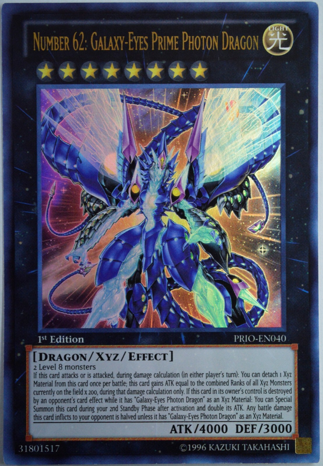 YuGiOh NUMBER 62: GALAXY-EYES PRIME PHOTON DRAGON Ultra Rare YuGiOh NUMBER 62: GALAXY-EYES PRIME PHOTON DRAGON Ultra Rare