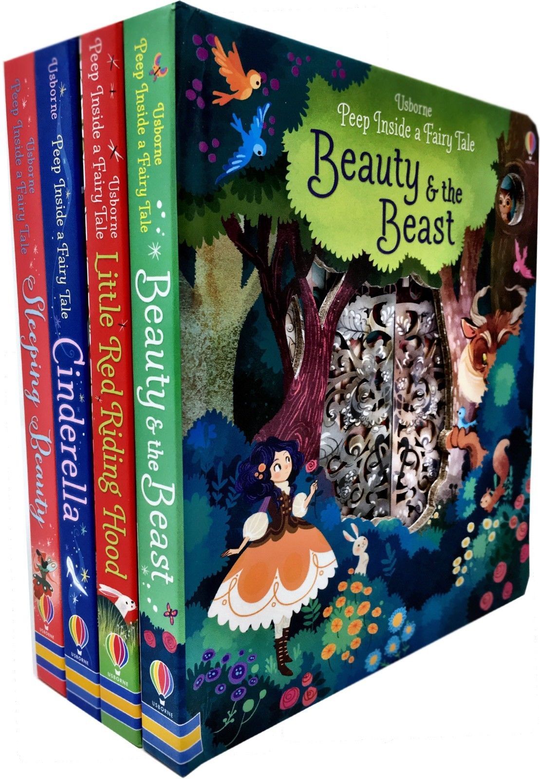 Details About Usborne Peep Inside A Fairy Tale Collection 4 Books Set Cinderella Beauty Beast - 