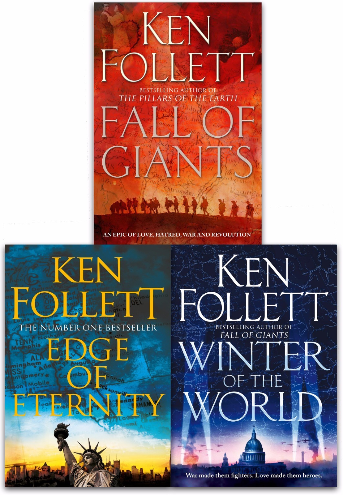 Ken Follett Century Trilogy Collection 3 Books Set Edge of Eternity