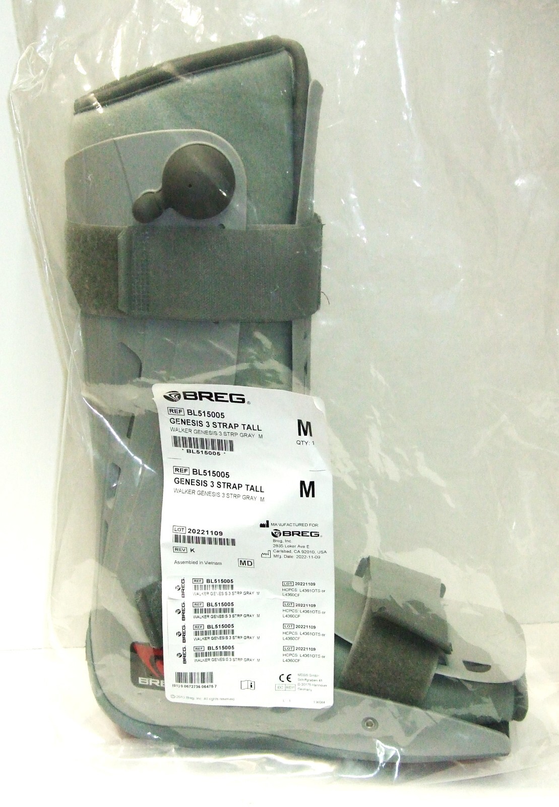 Boot Air Pump Breg Genesis 3 Strap Tall Orthopedic Walker