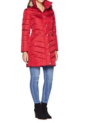 Pre-owned Michael Kors Authentic Church Women's Winter Down Hooded Parka Coat Red Size Xl